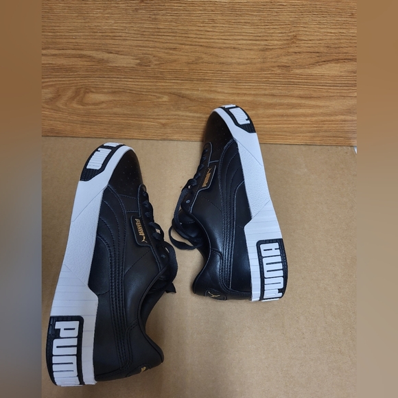 PUMA Cali Bold Black Metallic Gold Women Size 10 - Picture 3 of 16